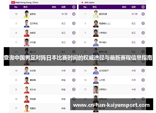 查询中国男足对阵日本比赛时间的权威途径与最新赛程信息指南 查询中国男足对阵日本比赛时间的权威途径与最新赛程信息指南